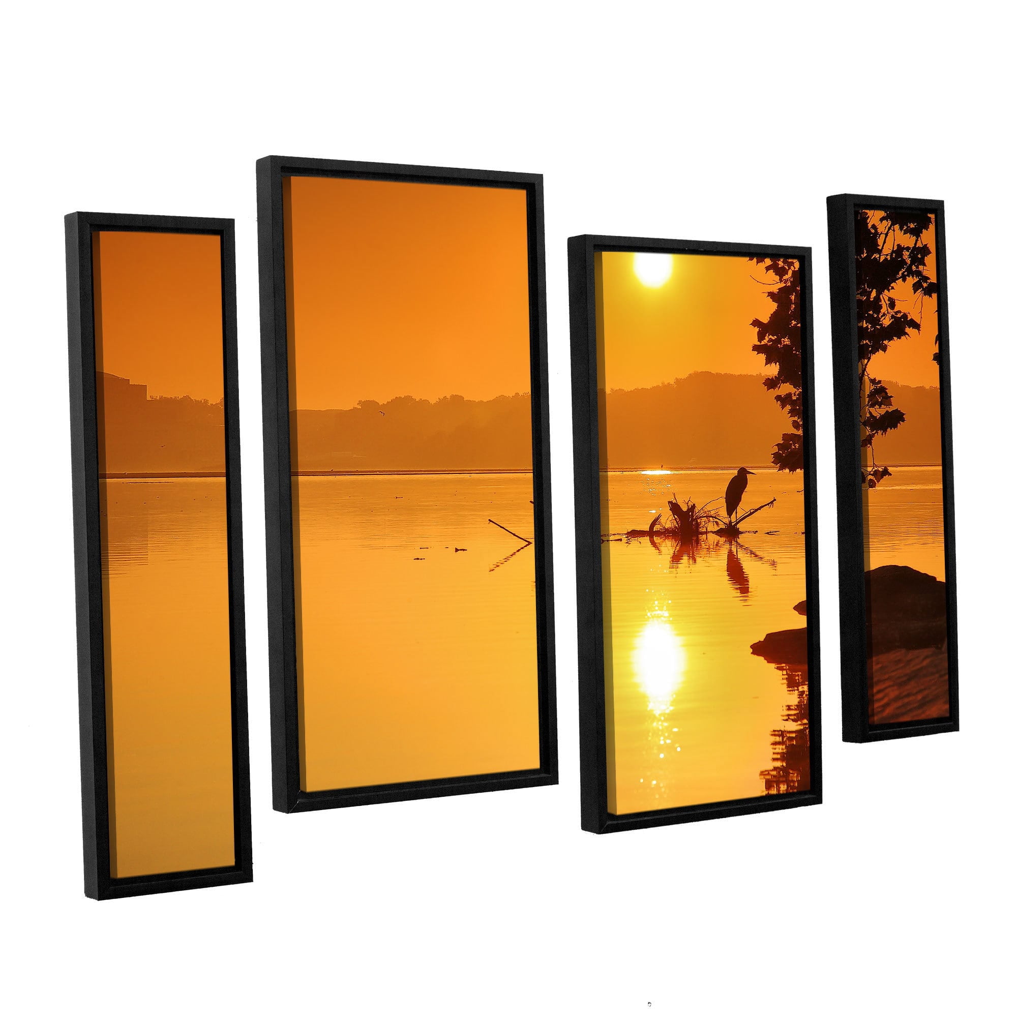ArtWall Steve Ainsworth "Hatteras Pools and Bridge" 4-Piece Floater Framed Canvas Staggered Set