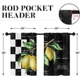 thumbnail image 2 of Lemon Flower Checkerboard Kitchen Curtains, Summer Vintage Leaf Short Window Curtains Set of 2, Window Treatment Tier Curtains for Kitchen Over Sink Bathroom Dining Room Decor (26x36 Inch), 2 of 6