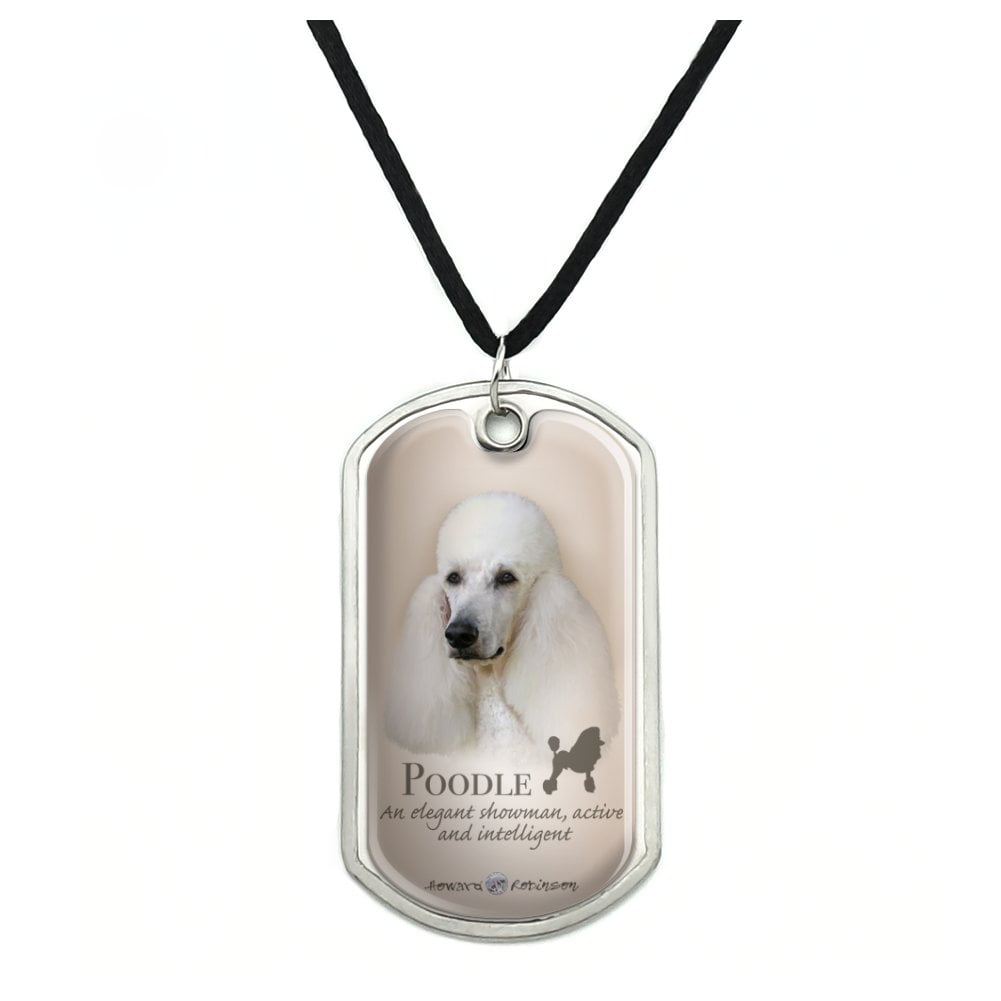 Poodle Dog Breed Military Dog Tag Pendant Necklace with Cord