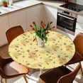 thumbnail image 3 of Summer Bees Fitted Tablecloth with Elastic Edged, Round Table Cloth for Dining Table, Pastoral Garden Yellow Honey Watercolor Waterproof Oil Proof Table Cover for Indoor Outdoor 55"-60", 3 of 8