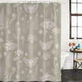 thumbnail image 1 of Beige Butterfly Botanical Bathroom Shower Curtains with 12 Hooks Polyester Waterproof Shower Curtain for Stalls and Bathtubs Summer Plants Line Art Decorative Bathroom Privacy Curtain 54x78 Inches, 1 of 8