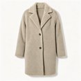 thumbnail image 5 of Women's Teddy Pea Coat, Faux Fur Long Winter Jacket, Winter Lapel Faux Fur Warm Overcoats Beige,&nbsp;Size L by Awwp, 5 of 5