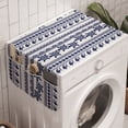 thumbnail image 1 of Underwater Washing Machine Organizer, Ornamental Ethnic Style Starfish Tortoise Fishes Pattern with Stripes Cottage, Anti-slip Fabric Top Cover for Washer and Dryer, Indigo White, by Ambesonne, 1 of 1
