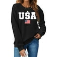 thumbnail image 5 of Wang6 Womens USA Letter Printed Graphic Sweatshirts Causal Loose Fit Long Sleeve No Hood Pullovers Crew Neck Tops T Shirts Black M, 5 of 6