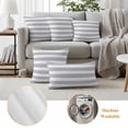 thumbnail image 6 of Grey Stripe Outdoor Waterproof Pillow Covers, Modern Simple Geometric White Striped Decorative Square Throw Pillowcase Sofa Cushion Sham for Patio/Couch/Chair, 18"x18" 2 Pack, 6 of 8