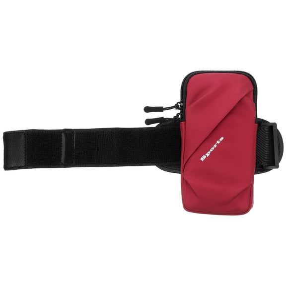 HOOWIFFY Red Running Armband Cell Phone Holder Elastic Storage Pouch with Double Zipper for Sports and Travel