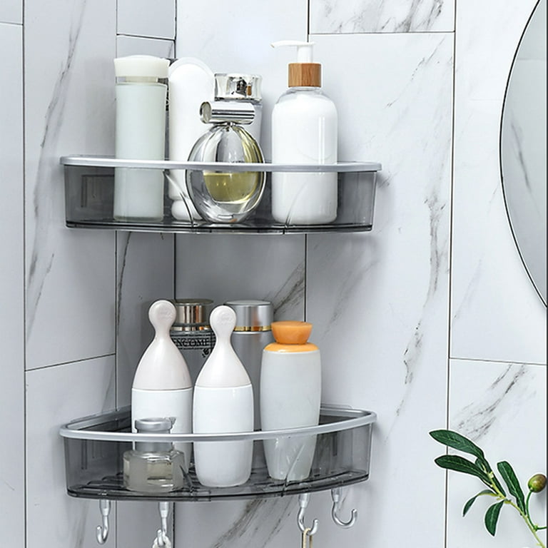 1pc Rotating Storage Rack With Adhesive, Multifunctional Bathroom Corner  Shelf, Wall Mounted Shower Caddy, No Drilling Bathroom Accessory