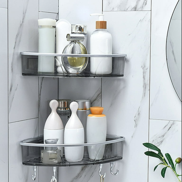 Dracelo 12.6 in. W x 3.43 in. D x 4.33 in. H Silver Shower Caddy Bathroom Shelf 2-Pack Wall Mounted Storage Organizer