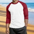 thumbnail image 2 of Lenpel Men's 3/4 Sleeve Shirts Crew Neck Color Block Big and Tall Shirts Comfortable Basic T-Shirts Loose Casual Tees, 2 of 5