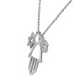 thumbnail image 2 of 925 Sterling Silver White CZ Hamsa Star of David Good Luck Pendant Necklace, 2 of 2