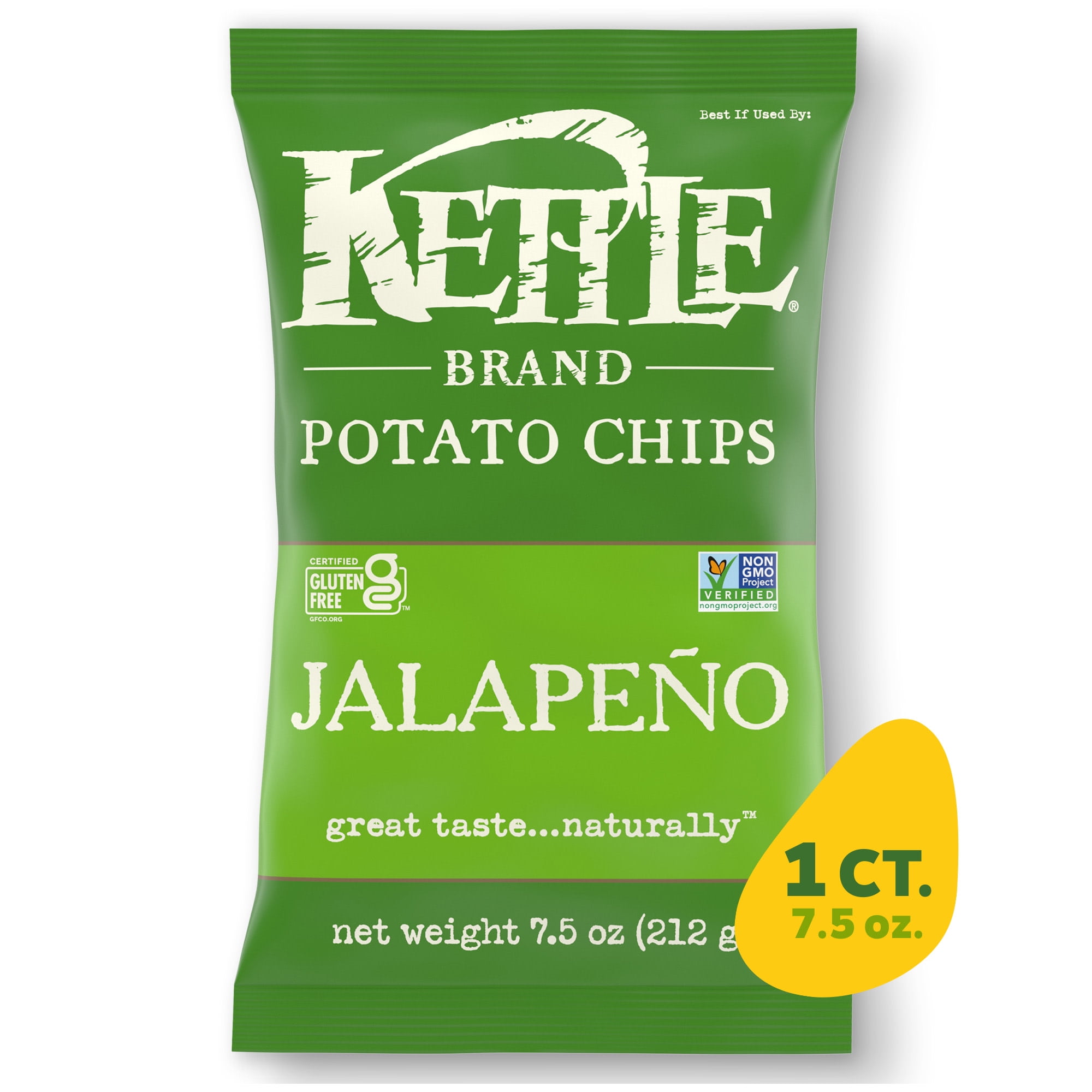 Kettle Brand Jalapeno Kettle Potato Chips, GlutenFree, NonGMO, 7.5 oz