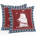 thumbnail image 2 of Nautical Sailing Throw Pillow Covers 18x18 Inch Set of 2, Red Navy Blue Coastal Stars Ocean Waterproof Outdoor Pillow Covers, Decorative Cushion Pillowcases for Couch, Sofa, Bed, Garden, Patio, 2 of 9