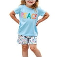 thumbnail image 2 of ZOYOEN Toddler Girls Outfit Sets- Cotton Cute Tees and Shorts Short Sleeve Casual Kids Summer Clothes Blue Size 6 T, 2 of 7