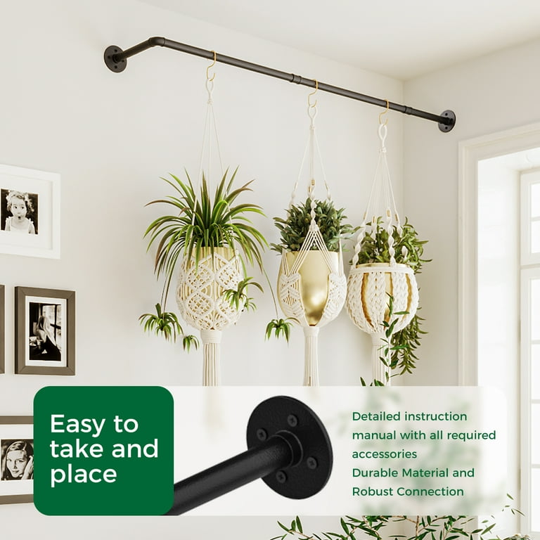 Bamworld L-Shaped Hanging Planters for Indoor Plants Plant Hanger for Corner Plant Hanger Indoor Window Plant Shelves Ceiling Wall Mount Floating