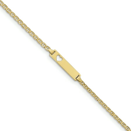 10k Yellow Gold Flat Nautical Anchor Ship Wheel Mariners Link Id Bracelet 7 Inch Fine Jewelry For Women Gift Set