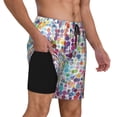 thumbnail image 2 of Balery Colorful Watercolor Dots Bañador para hombre, shorts de playa de secado rápido con entrepierna y forro de compresión-Small, 2 of 6
