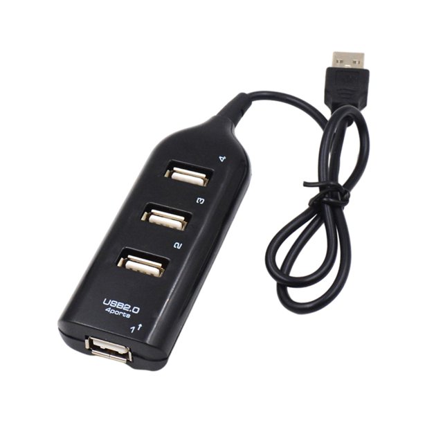 Adaptador divisor de 4 puertos USB .0, transferencia de alta con puerto de alimentación de 5 V Negro Sunnimix Adaptador divisor de computadora
