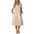 thumbnail image 2 of INSPIRE CHIC Women's Shirt Dress with Belt Casual Button Up Short Sleeve Midi Dress, 2 of 5