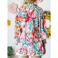thumbnail image 3 of TEMOFON Womens Boho Floral Print Shirts Blouses Casual Puff Sleeve Drawstring Tunic Tops Dressy Paisley Long Sleeve Shirts for Women Fall Tops Lapel V Neck Clothing, 3 of 5