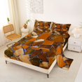 thumbnail image 2 of Manfei Terrazzo Tile Queen Sheets, Abstract Stone Mosaic Queen Sheet Sets, Brown Violet, 4 Pieces, 1 Flat Sheet, 1 Fitted Sheet and 2 Pillowcases, 2 of 6