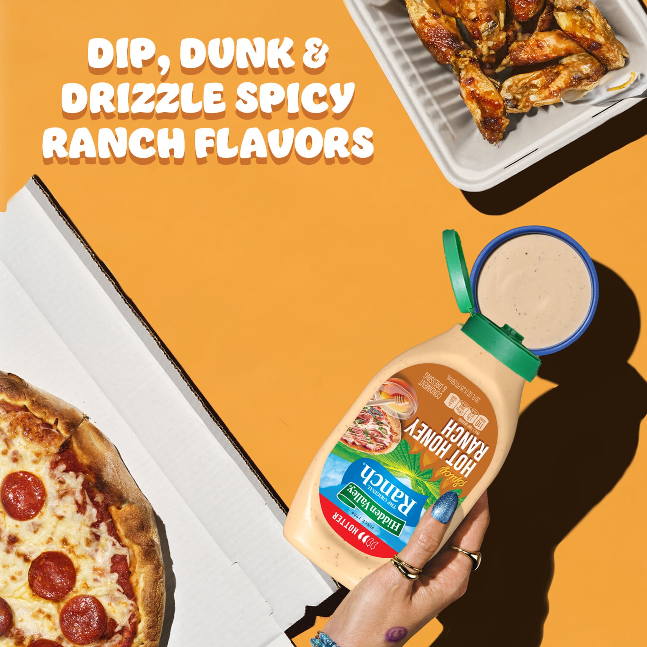 Hidden Valley Spicy Hot Honey Ranch Dip Sauce Condiment & Dressing, 20 fl oz Squeeze Bottle