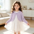 thumbnail image 5 of SGFCWSX Girls Bolero Cardigan Cropped Shrug One Button Ruffle Trim Long Sleeve Party Sweater for Kids Purple Size 18M, 5 of 9