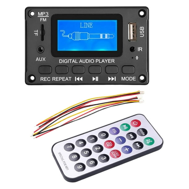 Amplificador de sonido estéreo de 6-12V #2*40W, módulo de broadcast FM automático, compatible con TF, U, USB, Universal, WMA, WAV, , Yotijar Tablero decodificador de jugador