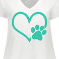 thumbnail image 4 of Inktastic Teal Heart With Paw Print Women's Plus Size V-Neck T-Shirt, 4 of 5