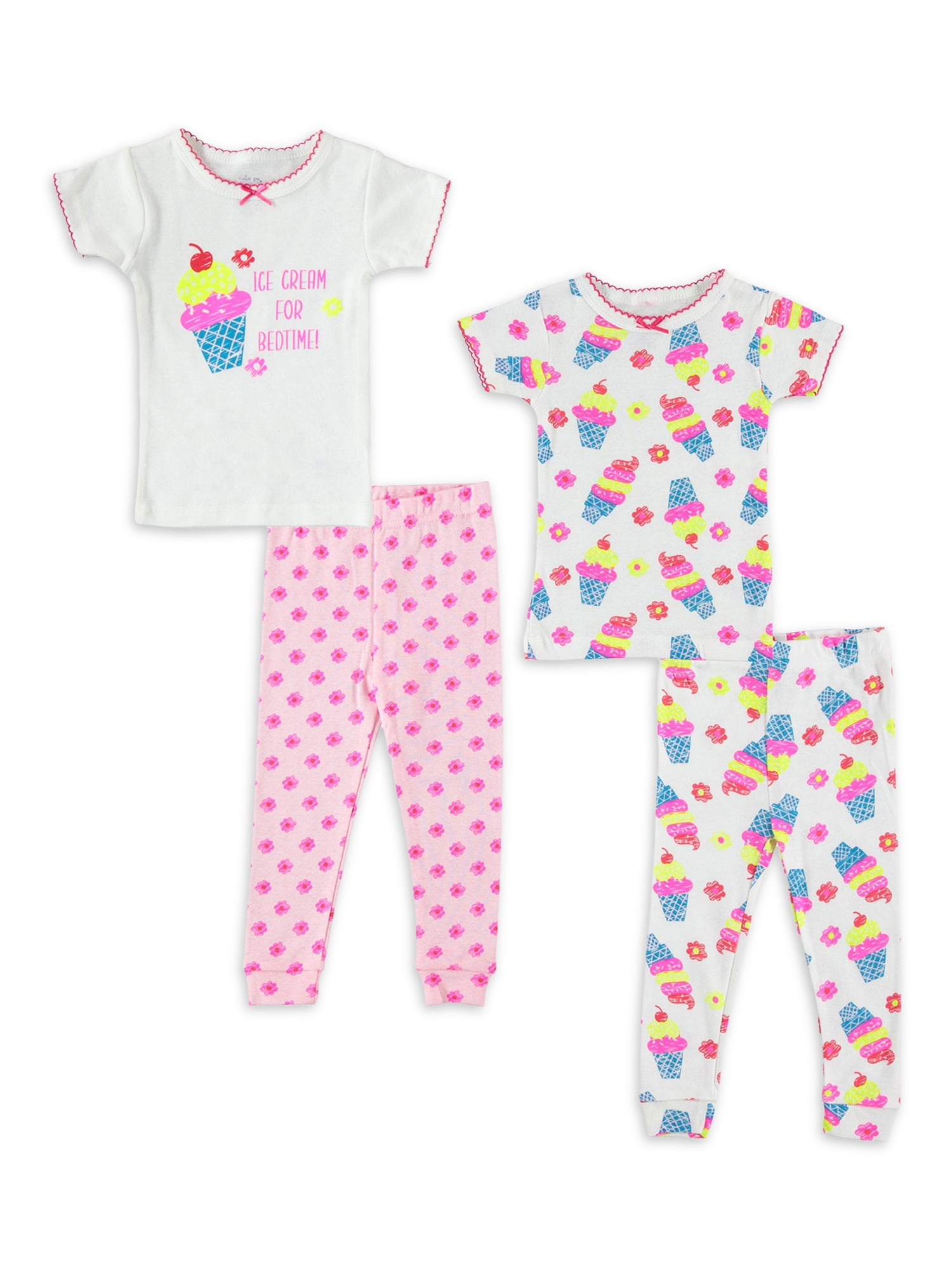 CUTIE PIE BABY INFANT & TODDLER GIRL 4PC SNUG FIT SLEEPWEAR SET SHORT