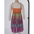 thumbnail image 4 of iiniim Girls Summer Sleeveless Straps Bohemian Beach Dress Flower Print Rainbow Beach Sundress 3-12 Orange 3-4, 4 of 7