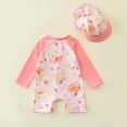 thumbnail image 4 of Cowsor Baby Girls Two Piece Swimsuit Set Cute Print Half Placket One Piece with Swim Cap Soft UV Protection Swimwear for Summer Beach Pool, 4 of 7
