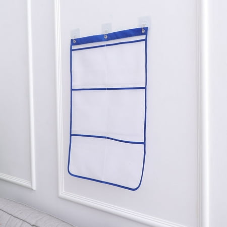 Raindrops Travel Shower Organizer with 6 Pockets and Seamless Hooks Hanging Bathroom Storage Bag Mesh Holder for Closet Door Random Color