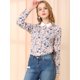 thumbnail image 3 of INSPIRE CHIC Blusa superior con cuello floral para mujer Camisas abotonadas de manga larga con pliegues elegantes Rosa L, 3 of 6