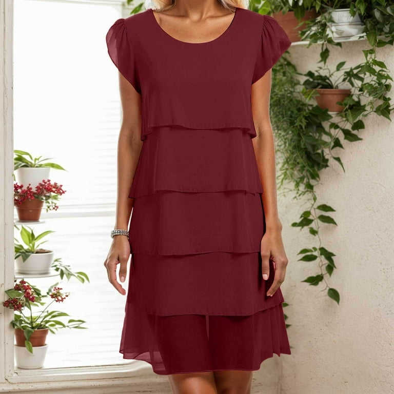 white christmas dresses Plus Size Chiffon Surpliced Long Sleeve Dress – 2020AVE main image 1