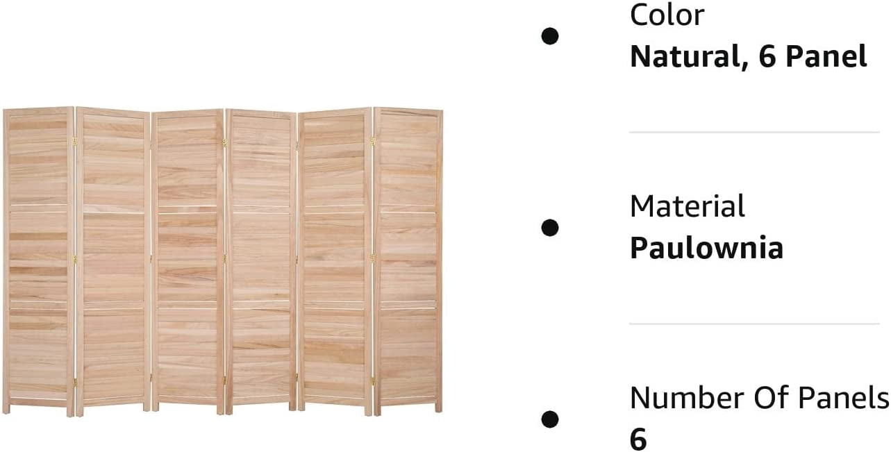 Bonnlo Wood Room Divider Privacy Screen, 5.9 Ft Tall Folding Partition Wall Divider, Freestanding Space Separator