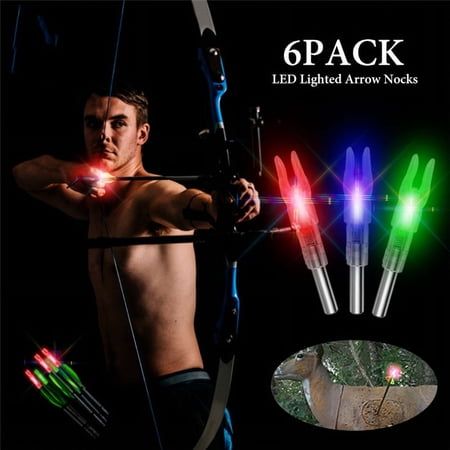 6Pcs LED Arrow Nock Tail Lighted Arrow Nocks LED Shooting Archery Arrows Lighted 6.2mm Arrow Nock Tail for Hunting Shooting Blue