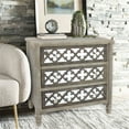 thumbnail image 4 of Quatrefoil Wooden Storage Cabinet with 3 Drawers, Brown and Silver- Saltoro Sherpi, 4 of 5