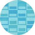 thumbnail image 1 of Ahgly Company Machine Washable Indoor Round Transitional Bright Turquoise Blue Area Rugs, 7' Round, 1 of 7