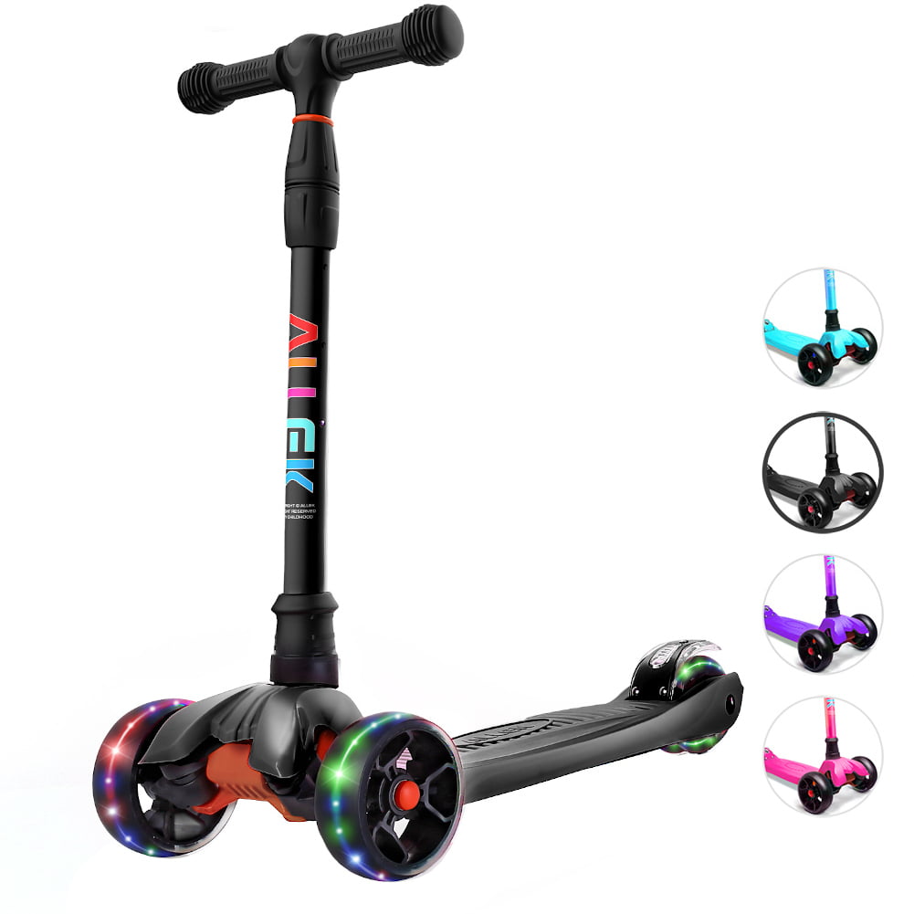 Photo 1 of Allek Kick Scooter B02 with Light-Up Wheels and 4 Adjustable Heights for Children from 3-12yrs (Black)