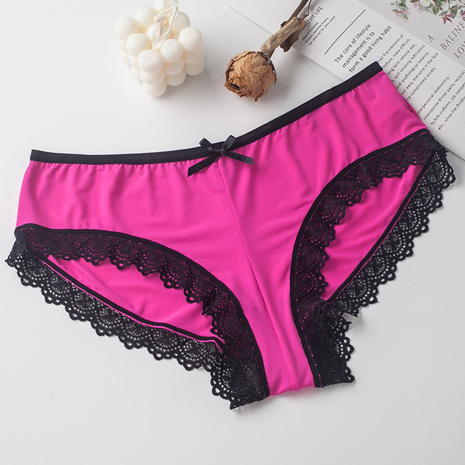 Gubotare Boxer Briefs Women Panties Pink Lace Transparent Out Underwear Comfort Seamless Waist Briefs Lingerie Lenceria,B L - Walmart.com