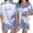 Light Blue, variant on Bride Satin Pajama Set Women Short Sleeve Button Down Sleepwear With Print Bachelorette Party Wedding Loungewear Set Black XXL