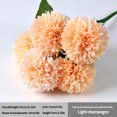 thumbnail image 2 of Ramo de flores artificiales de 5 cabezas, ceremonia de fiesta de boda, decoración floral, tela de seda, flor falsa con hojas, champán claro Eigraketly HA6561-07B, 2 of 6