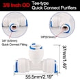 thumbnail image 2 of Unique Bargains 3/8 Inch OD Tee-type Quick Connect Water Purifier Tube Fittings Connector for RO Reverse Osmosis System 3pcs, 2 of 7
