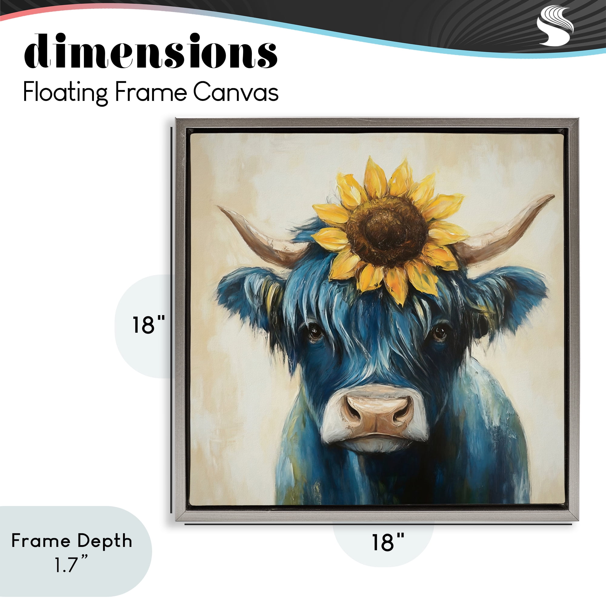 Stupell Industries Pastoral Sunflower Highland Gray Framed Floater Canvas Wall Art, design by Tina LeCour