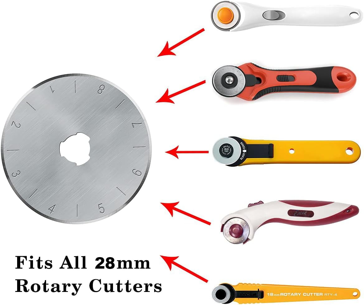 Headley Tools 45 mm Rotary Cutter Blade (Pack of 10) Fits Olfa Rotary Cutter, Fiskars Rotary Cutter,Turecut Rotary Cutter,Sewing Accessories,Quilting