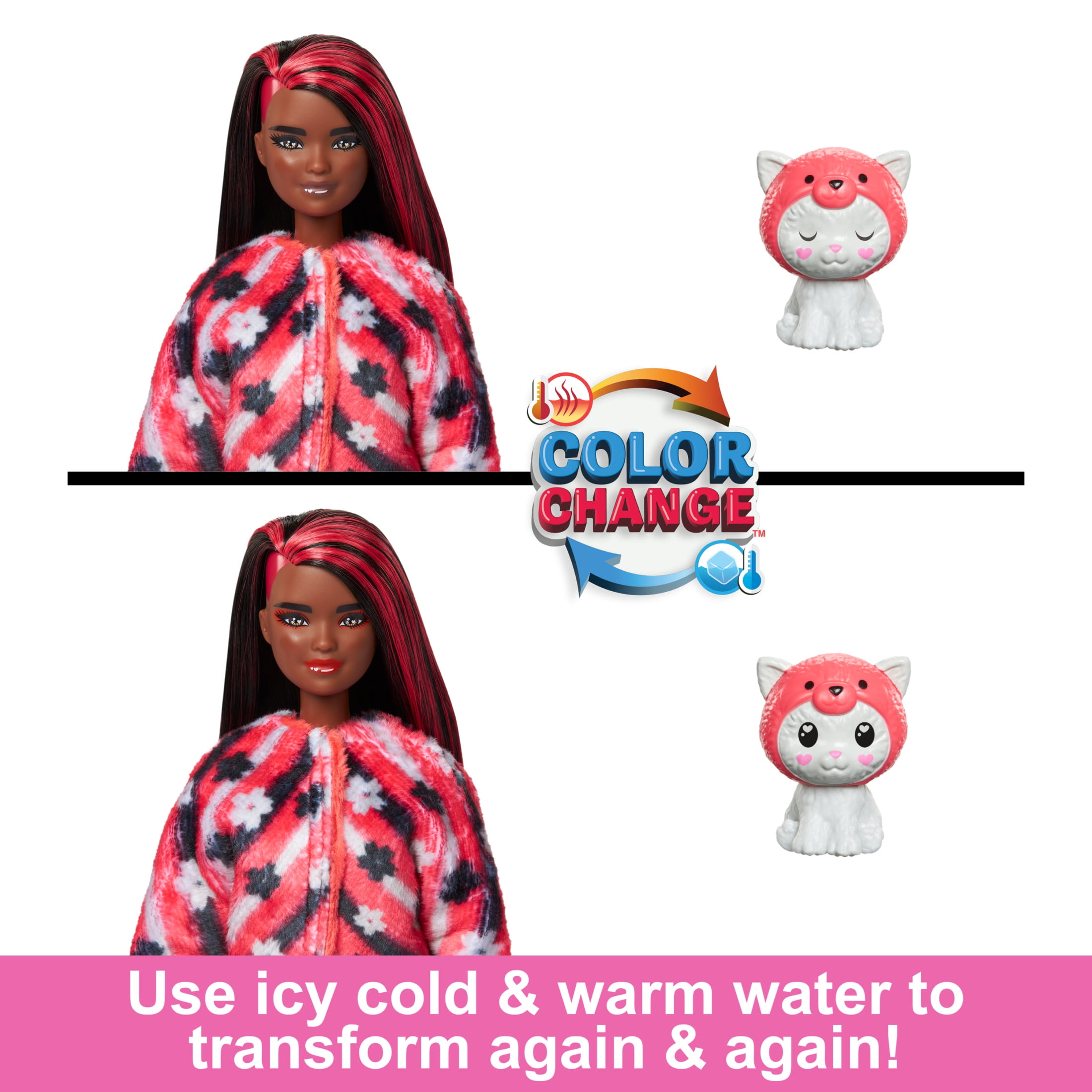 Barbie Cutie Reveal Costume-Themed Series Doll & Accessories with 10 Surprises, Kitten as Red Panda