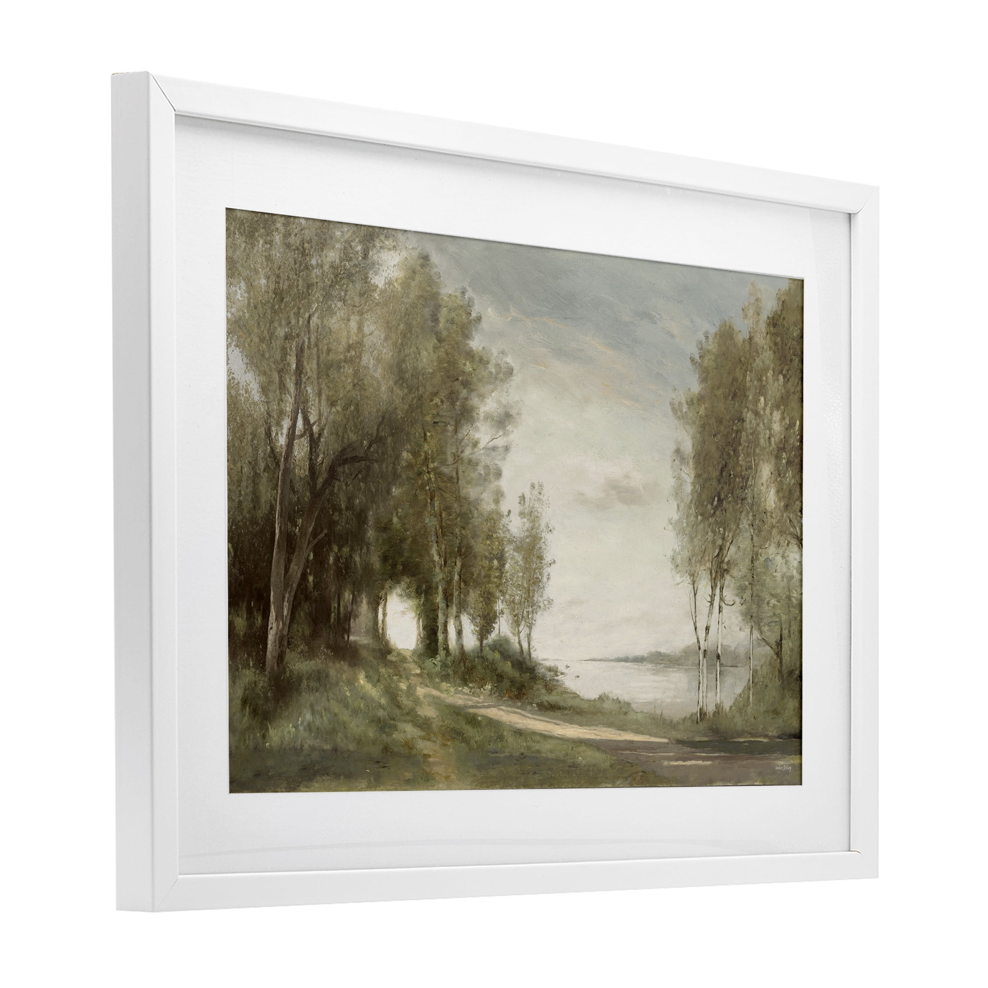 Stupell Industries Tranquil Lakeside Path White Framed Print Under Glass, design by Amber Sterling