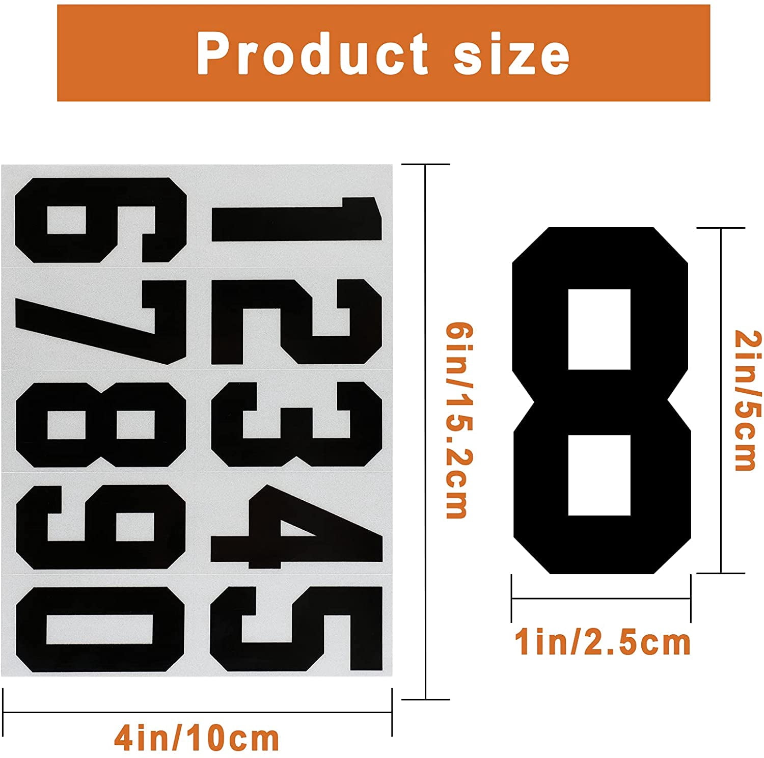 100 Piece Reflective Mailbox Number Stickers, Self Adhesive Reflective Capital Letter Sticker, Number Decals Vinyl Mailbox Decals for Bin, Window, Door(2 Inch,Black)