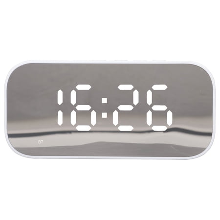 YAHHU Alarm Clock Radio Portable Dimmer Control Dual Alarm FM with Bluetooth Speaker White 5.7 inches / 14.5 cm