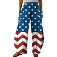 thumbnail image 1 of Lilgiuy 4th of July Pants for Women Casual Printing Pockets Elastic Mid-Waist Comfortable Wide-Legged Loose Independence Day Pants for Fishing Outdoor Activities, 1 of 4
